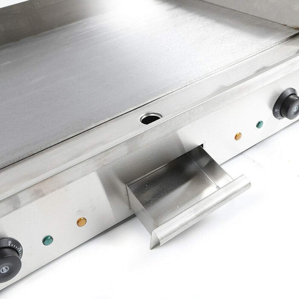 Commercial Electric Griddle, 3000W Countertop Flat Top Grill Dual Control Heavy Duty Stainless Steel Teppanyaki Griddle with Adjustable Temp Control 122°F-572°F 28.6'x15.7'(NO PLUG)