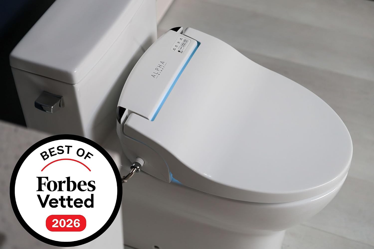 ALPHA BIDET JX2 Elongated Bidet Toilet Seat, White, Endless Warm Water, *NEW* Bowl Mist, LED Light, Quiet Operation, Wireless Remote, Stainless Steel Nozzle, Sittable Lid, 3 Year Warranty