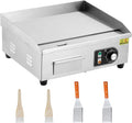 Commercial Electric Griddle 18' – Non-Stick Stainless Steel Flat Top Grill – 122°F-572°F Adjustable Temperature, 1500W/1600W/3000W, Includes 2 Shovels & 2 Brushes, Home & Restaurant,