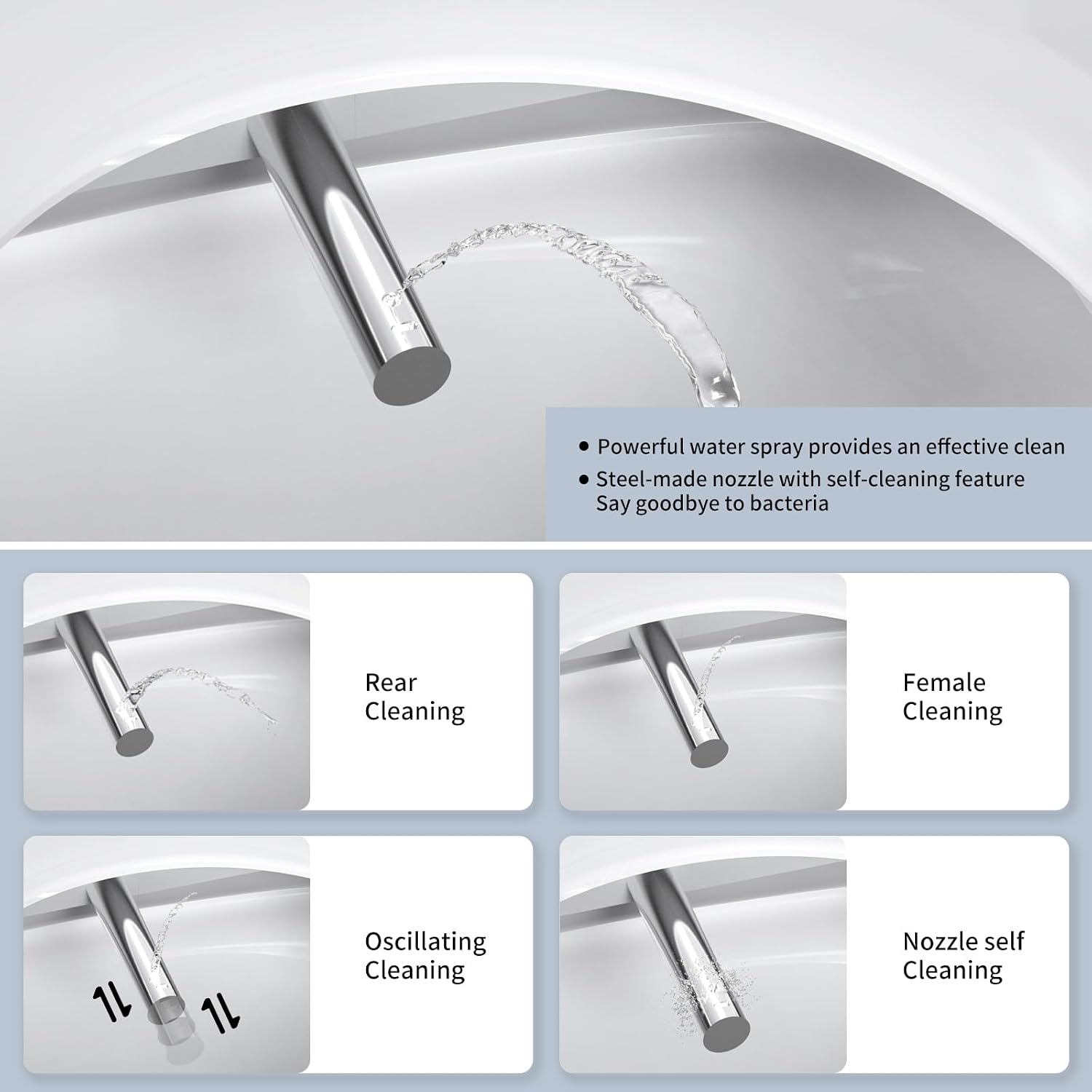 Bidet Toilet Seat Elongated, Unlimited Warm Water, Heated Toilet Seat, Warm Air Dryer, Rear and Front Washing, Soft Closed Toilet Lid, Night Light, Requires Outlet,white