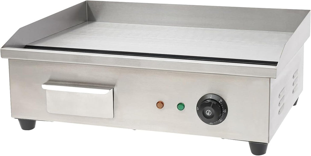 Commercial Griddle,110V 3000W Commercial Restaurant Electric Grill Griddle Cooktop Plate Combo Stainless Adjustable Thermostatic Control 50-300℃