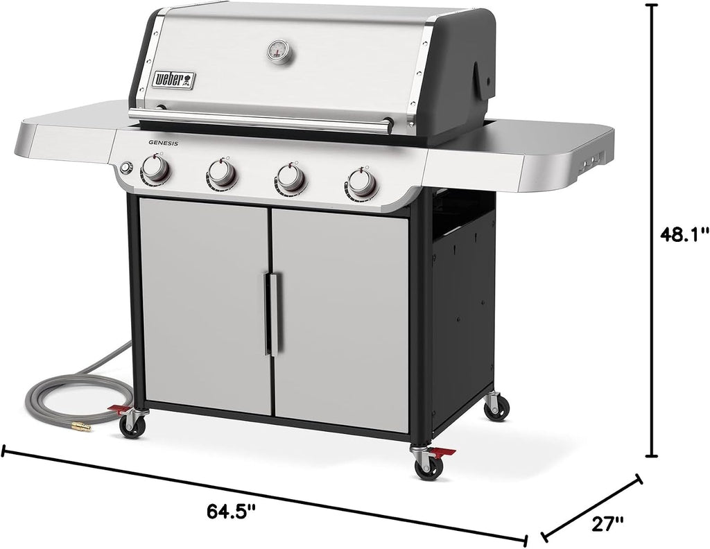 Weber Genesis S-415 Natural Gas Grill for Outdoor Cooking, Stainless Steel, 4 Burners – Stainless Steel Cooking Grates & PureBlu Burners