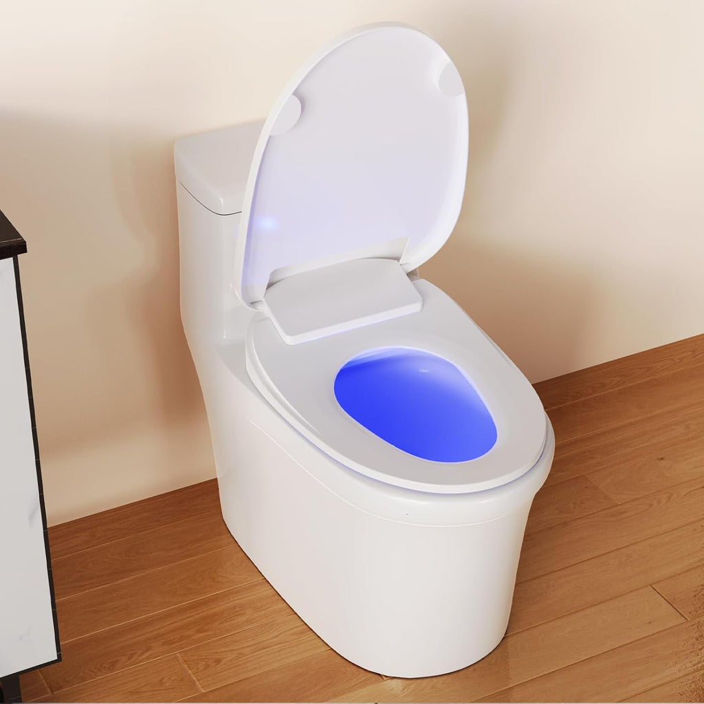 Electronic Bidet Toilet Seat with Warm Water & Air Dryer - Heated Seat, Night Light, Remote Control for Elongated Toilets, Self-Cleaning Nozzle, Instant Hot Water, Energy Saving