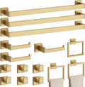 15-Piece Brushed Gold Bathroom Accessories Set – 23.6' Towel Bar, Towel Ring, Toilet Paper Holder & Hooks, Wall Mounted Bathroom Hardware, Rust & Corrosion-Resistant, Ideal for Modern Bathrooms