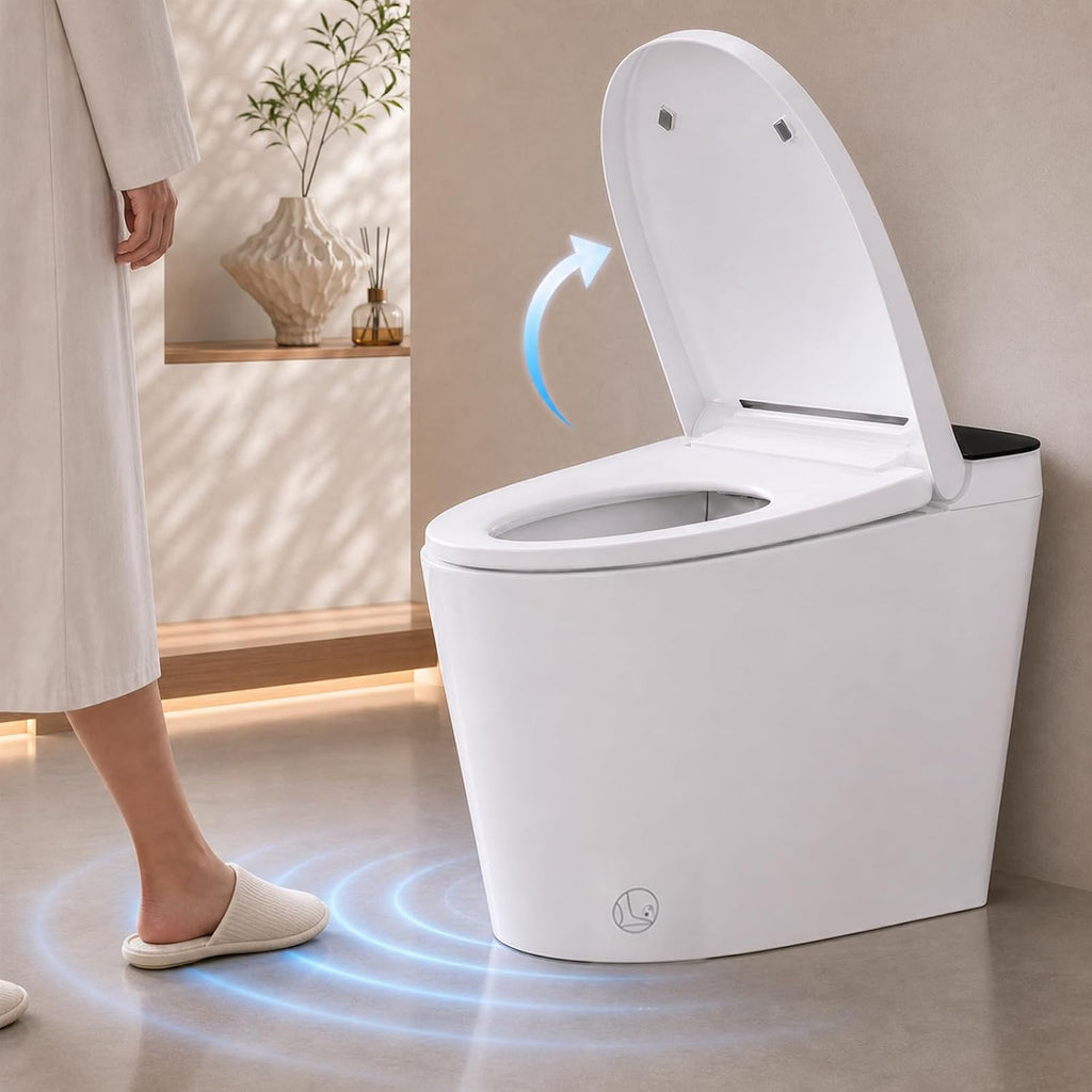 Smart Toilet with Bidet Built In, Auto Open/Close Lid, Foot Sensor to Open Lid/Seat & Flush, Heated Seat, Warm Water Wash, Air Dryer, Built-in Tank, 12' Rough-In, One-Piece Elongated ZY695A
