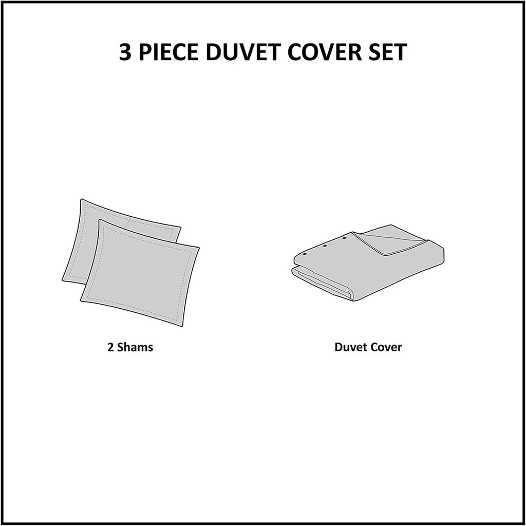 INK+IVY Cotton Duvet Cover Queen Size - 100% Cotton Duvet Cover Set, Boho Bedding Set for All Seasons Farmhouse Bedding Duvet & Sets with 2 Pillowcase, Jacquard Stripes, Aqua 3 Piece Full/Queen