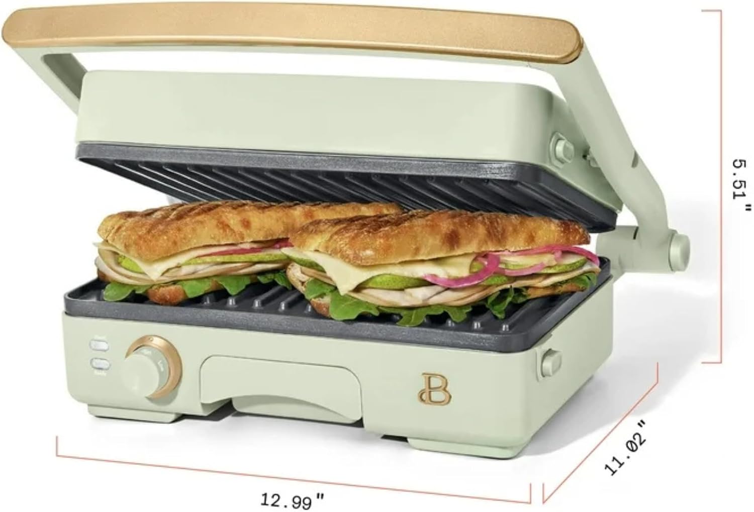 Panini Press Indoor Grill 2-in-1 Electric Contact Grill with Removable Nonstick Plates, 1200W Adjustable Temperature Sandwich Maker