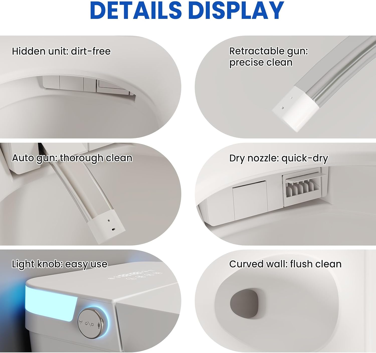 Smart Toilet with Bidet Built-In - Elongated One-Piece Design, Heated Seat, Auto Flush & Kick Sensor, Warm Water Wash, ADA Comfort Height, Night Light, LED Display, and Blackout Flush for Modern Bathr