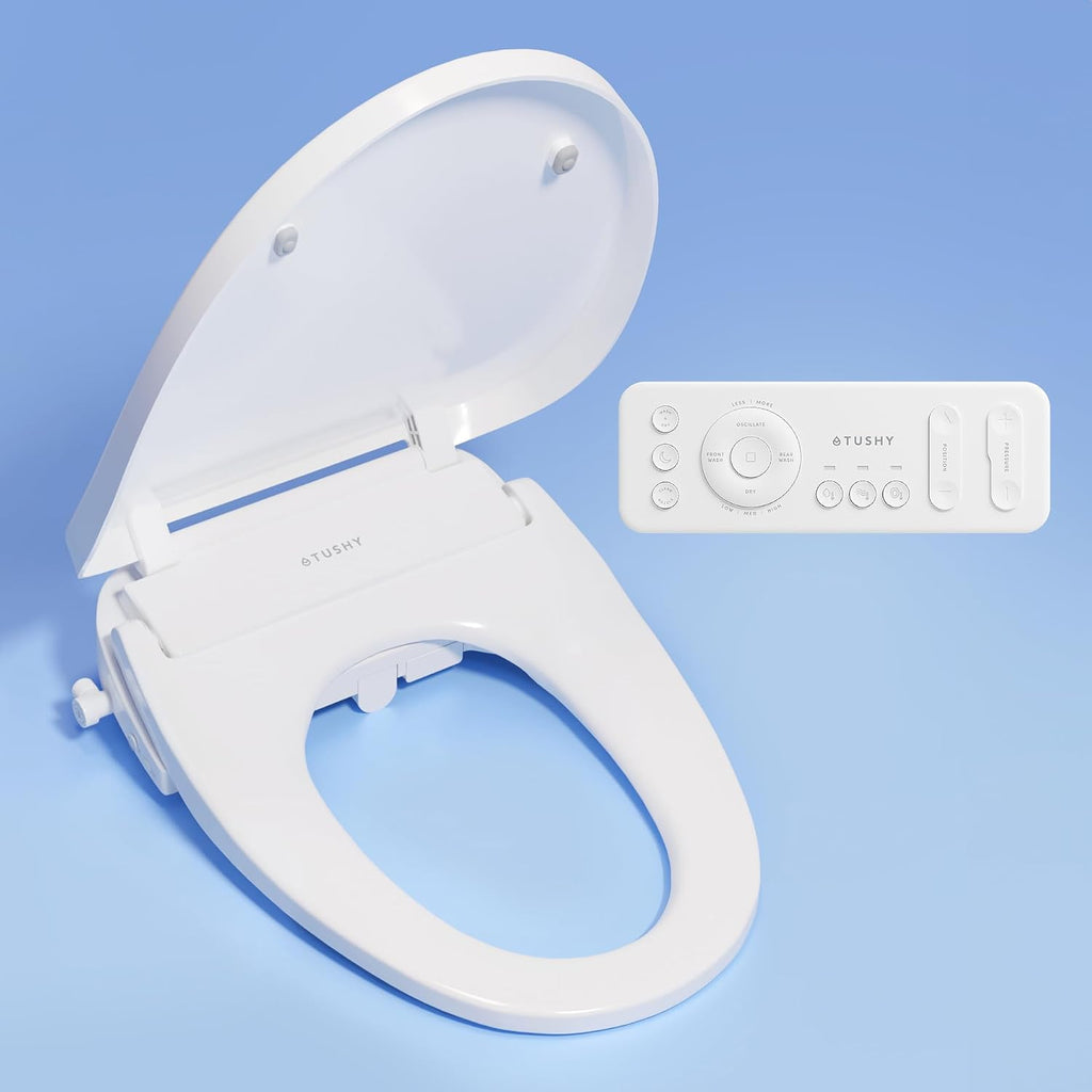 TUSHY Cloud+ Electric Bidet Toilet Seat w/Remote (Personal Settings Include: Instant Warm Water, Heated Seat & Air Dryer), Automatic Deodorizer, Night Light, Soft Close Seat & Lid (Elongated)