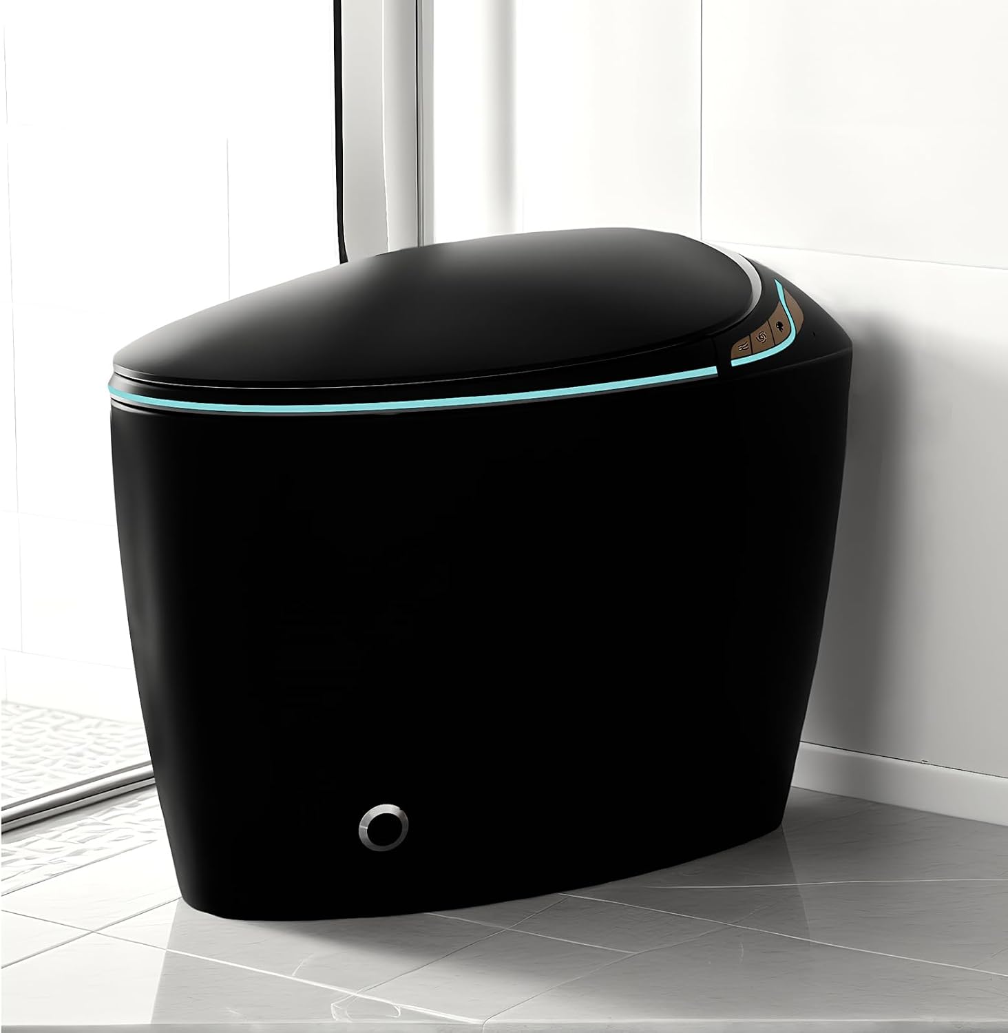 WinZo Bidet Toilet 10' Rough-in,Smart Toilet With Bidet,Oval Egg Modern Shaped, Auto Open/Flush, Adjusted Heated Seat, Warm Water and Dryer, Night Light, Matte Black