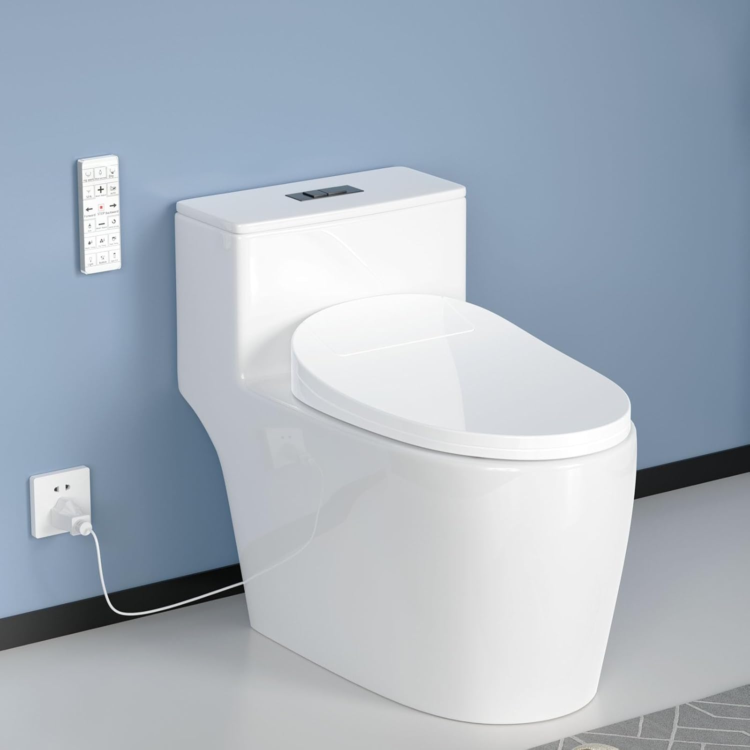 Electronic Bidet Toilet Seat with Warm Water & Air Dryer - Heated Seat, Night Light, Remote Control for Elongated Toilets, Self-Cleaning Nozzle, Instant Hot Water, Energy Saving