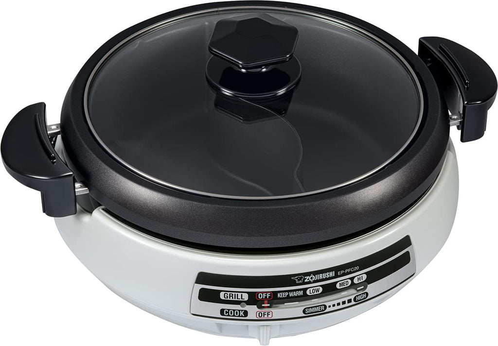 Zojirushi EP-PFC20HA, Gourmet d'Expert® Electric Skillet for Yin Yang Hot Pot & EA-DCC10 Gourmet Sizzler Electric Griddle,Stainless Brown Extra Large