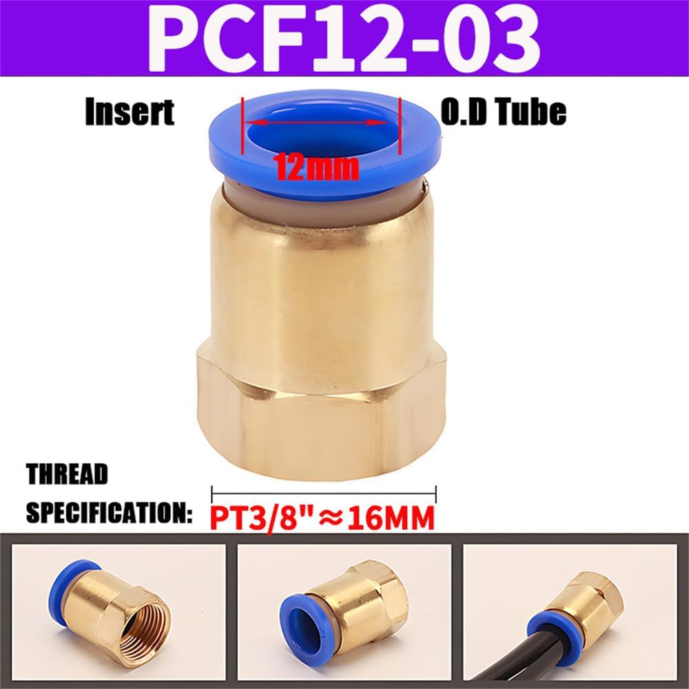 PCF Pneumatic Fittings Quick Air Connector Thread 1/8 1/4 3/8 1/2 BSPT Air Couplings 4mm 6mm 8mm 10mm 12mm Push In Hose Tube,PCF12,03,500 PCS