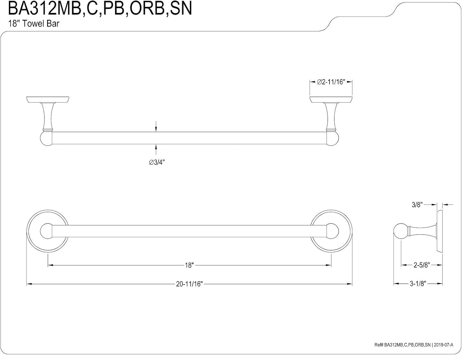 Kingston Brass BAK31248C Victorian 3-Piece Bathroom Accessory Set, Polished Chrome