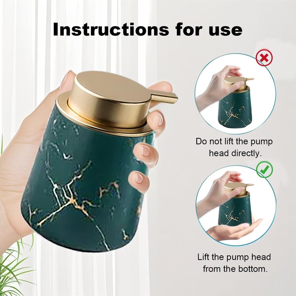 Bathroom Accessories Set Ceramic Bathroom Accessory Set Plant Patterns Accessories with Soap Dispenser Dish Tumbler for Home Decor Victorian(3 Piece Set-Green)