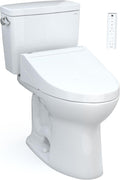 TOTO Drake Two-Piece Elongated 1.28 GPF Universal Height TORNADO FLUSH Toilet with CEFIONTECT and SoftClose Seat, WASHLET+ Ready, Cotton White - MS776124CEFG#01