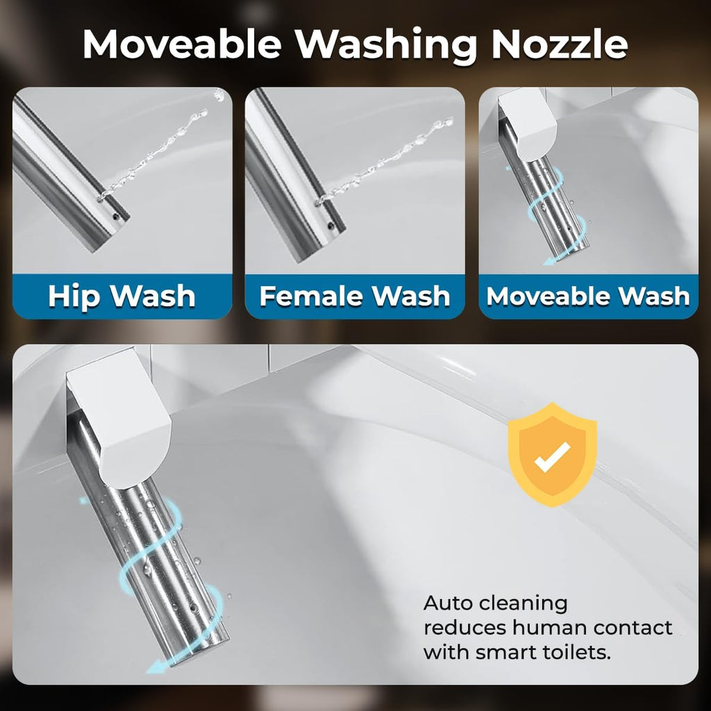 GenieBidet Electric Bidet Toilet Seat - Self Cleaning Heated Elongated Design and Wireless Remote Control - Unlimited Warm Water - Convenient Heated Boilet Seat with Bidet- EB-4000e