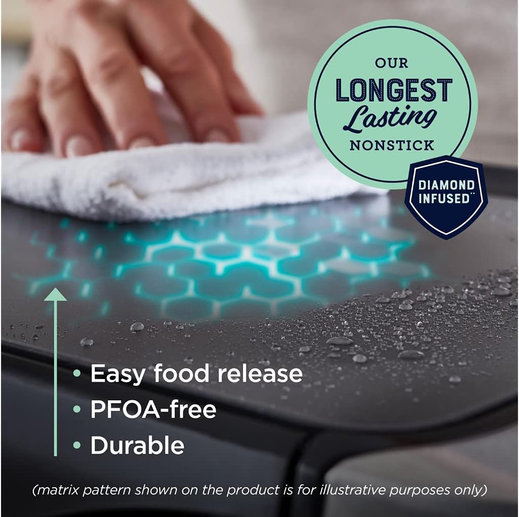 Oster DiamondForce 10 x 20 Nonstick Coating Infused with Diamonds Electric Griddle with Warming Tray