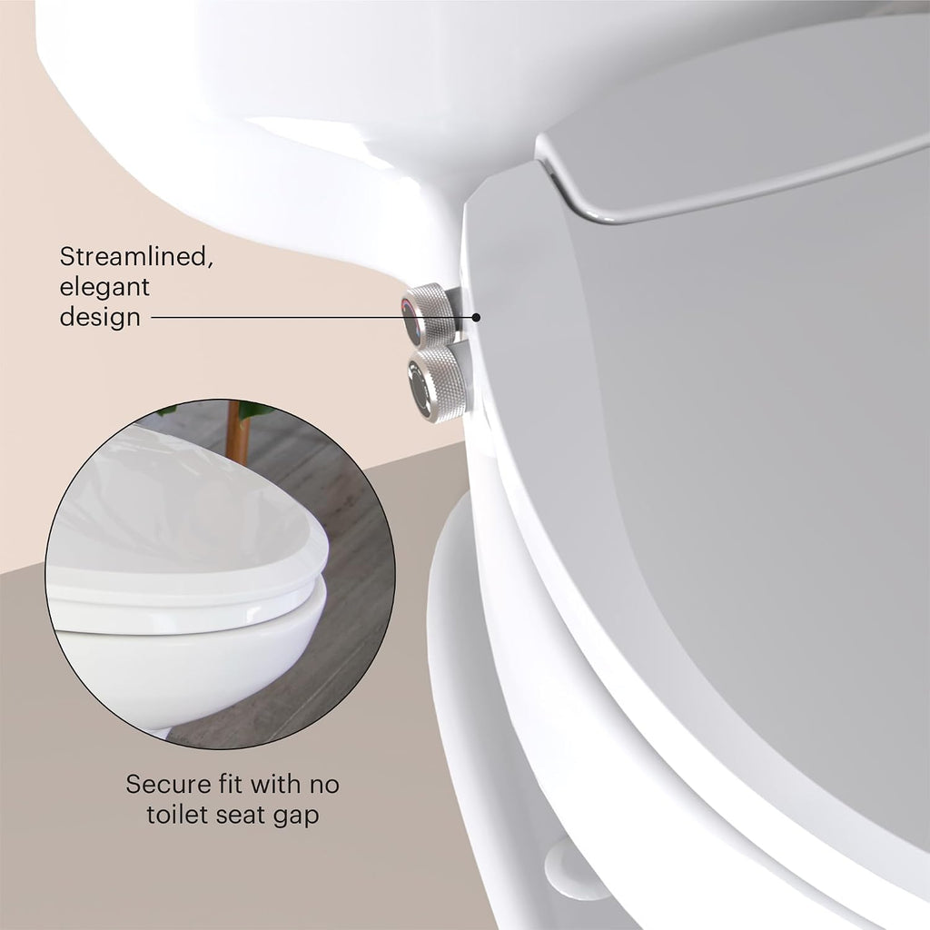 Brondell Bidet Toilet Seat, Non-Electric Swash Ecoseat, Fits Elongated Toilets, White - Dual Temperature, Dual Nozzle System - Bidet with Easy Installation