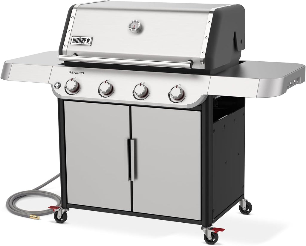 Weber Genesis S-415 Natural Gas Grill for Outdoor Cooking, Stainless Steel, 4 Burners – Stainless Steel Cooking Grates & PureBlu Burners