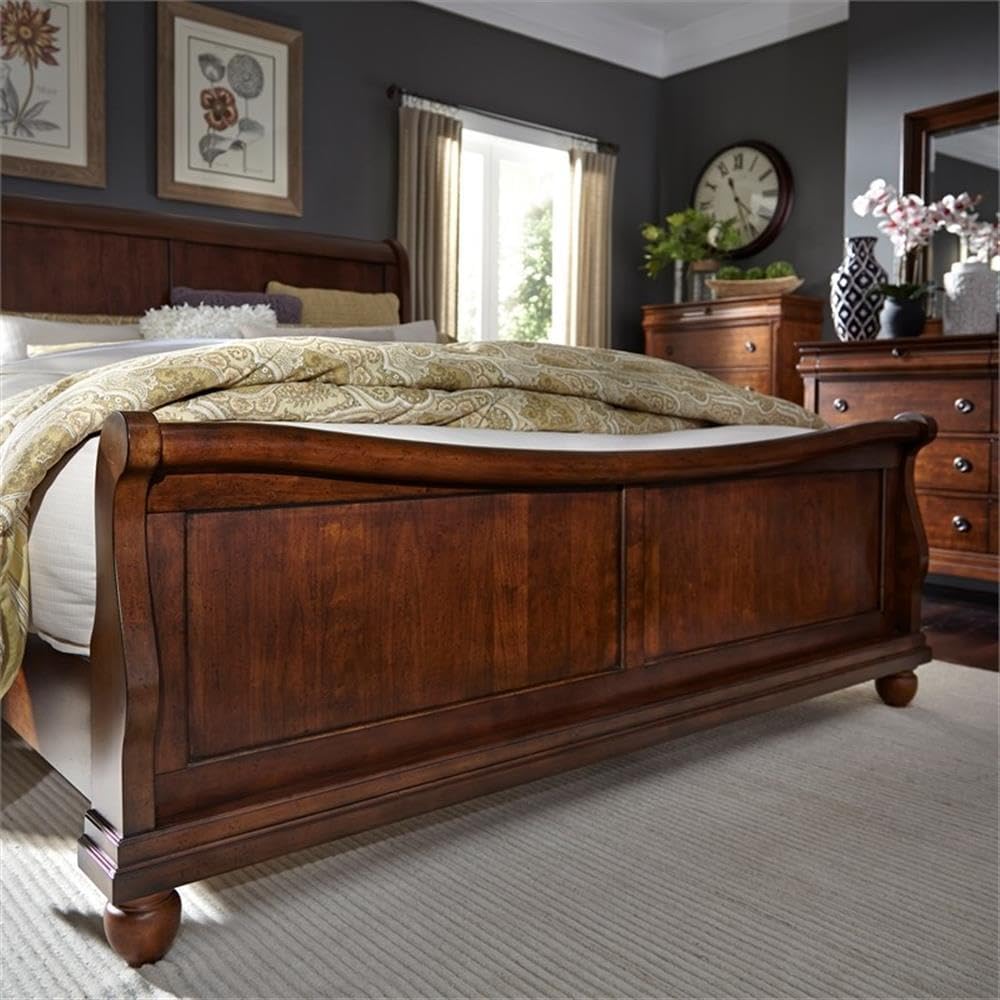 Liberty Furniture Industries Rustic Traditions King Sleigh Bed, Cherry
