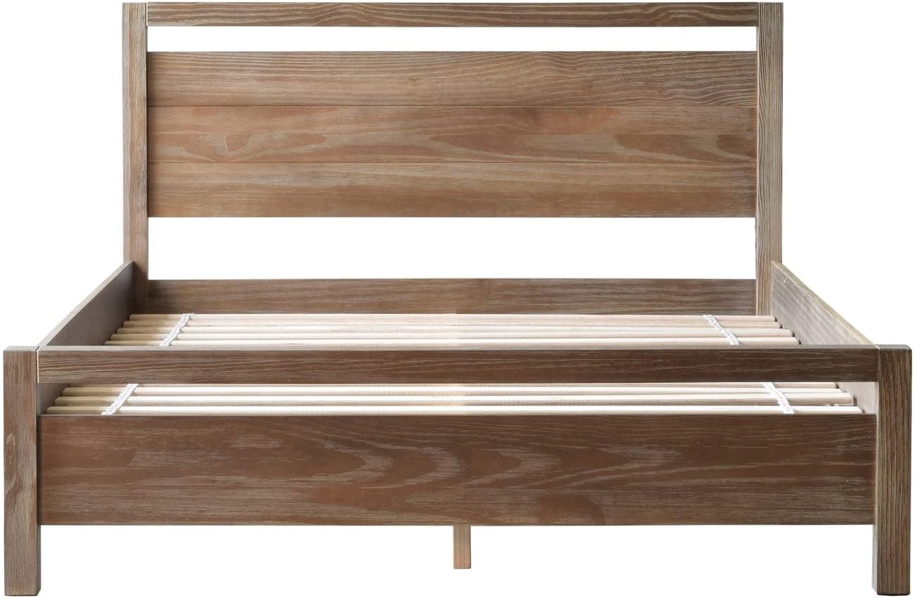 Grain Wood Furniture Loft Full Size Solid Wood Bed, Weathered Pine