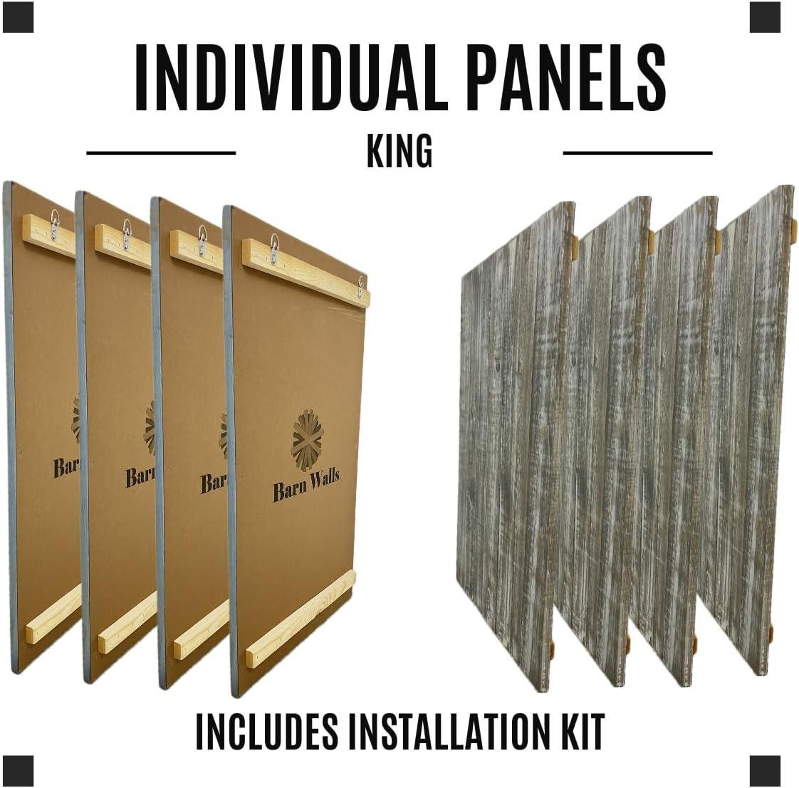 Barn Walls Solid Wood Headboard King Size Graywash Finish, Wall Mounted Headboard Panel with Natural Wood Grain, Adjustable Height, Farmhouse Rustic Coastal Style, Wooden King Headboard Only for Bed