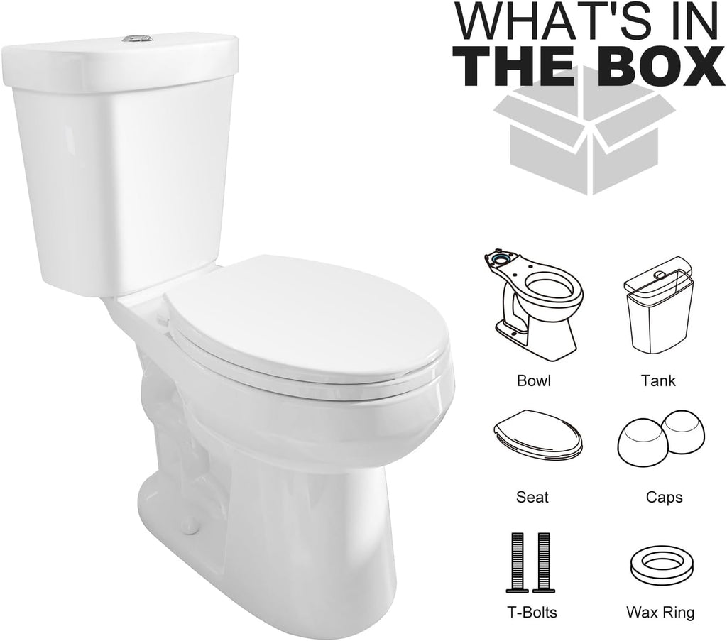 HOROW 17 Inch High Round Toilet with ADA Chair Height, Two Piece Toilet with 1.1/1.6 GPF Dual Flush, MAP 1000g, Extra Tall Bowl for Tall Person & Seniors, HR-R17D