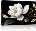 White Flowers Wall Art,Black Gold Farmhouse Floral Framed Canvas Picture Wall Decor for Living Room Bathroom Bedroom,Vintage Leaves Painting Artwork for Office Kitchen Hallway Home Decorations 20'x24'