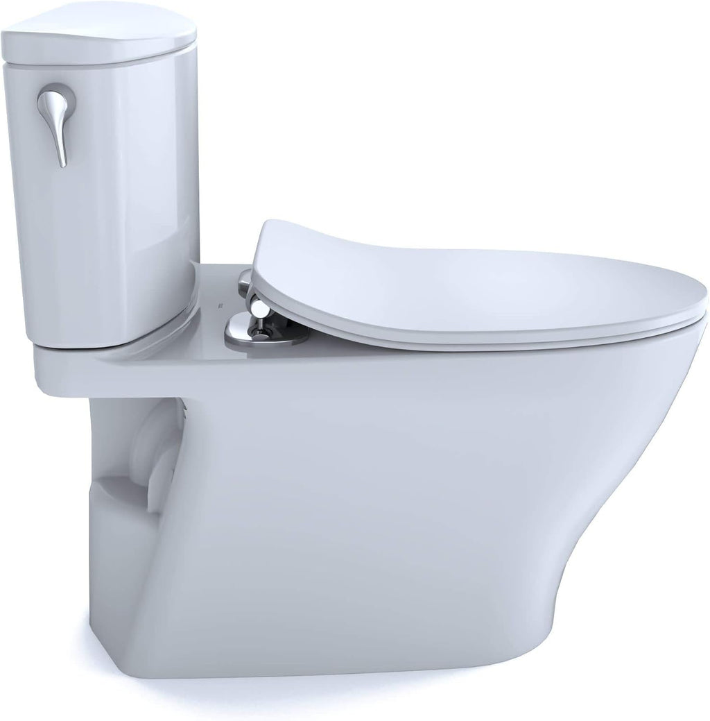 TOTO Nexus Two-Piece Elongated 1.28 GPF Universal Height Toilet with CEFIONTECT and SS234 SoftClose Seat, WASHLET+ Ready, Cotton White - MS442234CEFG#01