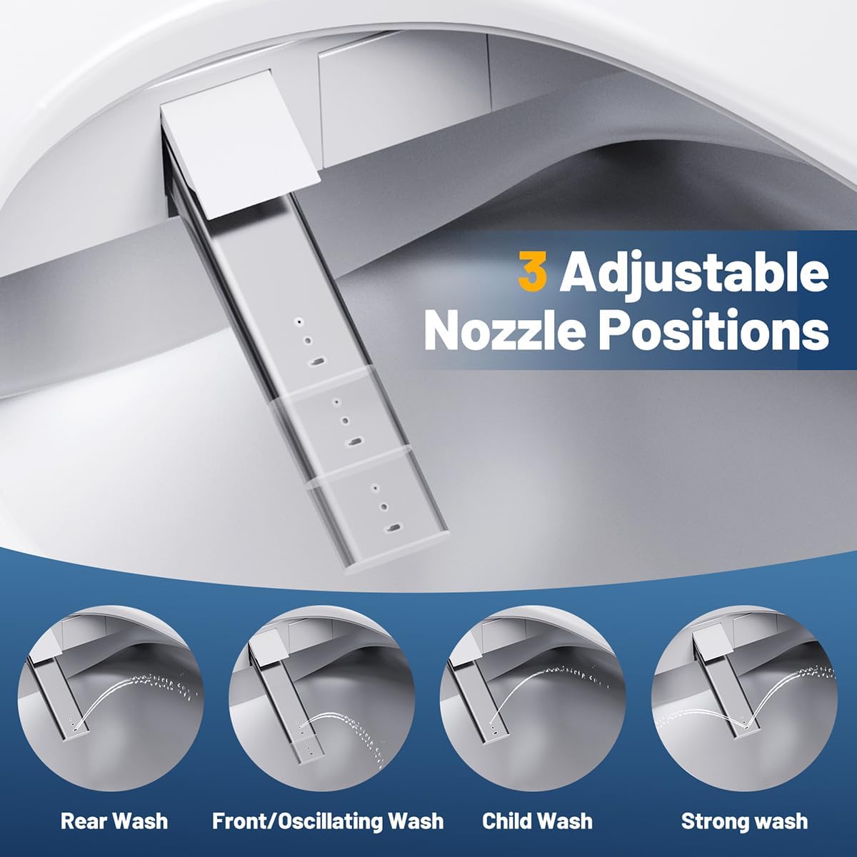 Bidet Toilet Seat, Electric Smart Heated Toilet Seat Elongated with Instant Warm Water & Dryer, Feminine & Front Rear Wash, Self-Clean Nozzle, Soft Closed Toilet Lid, Night Light