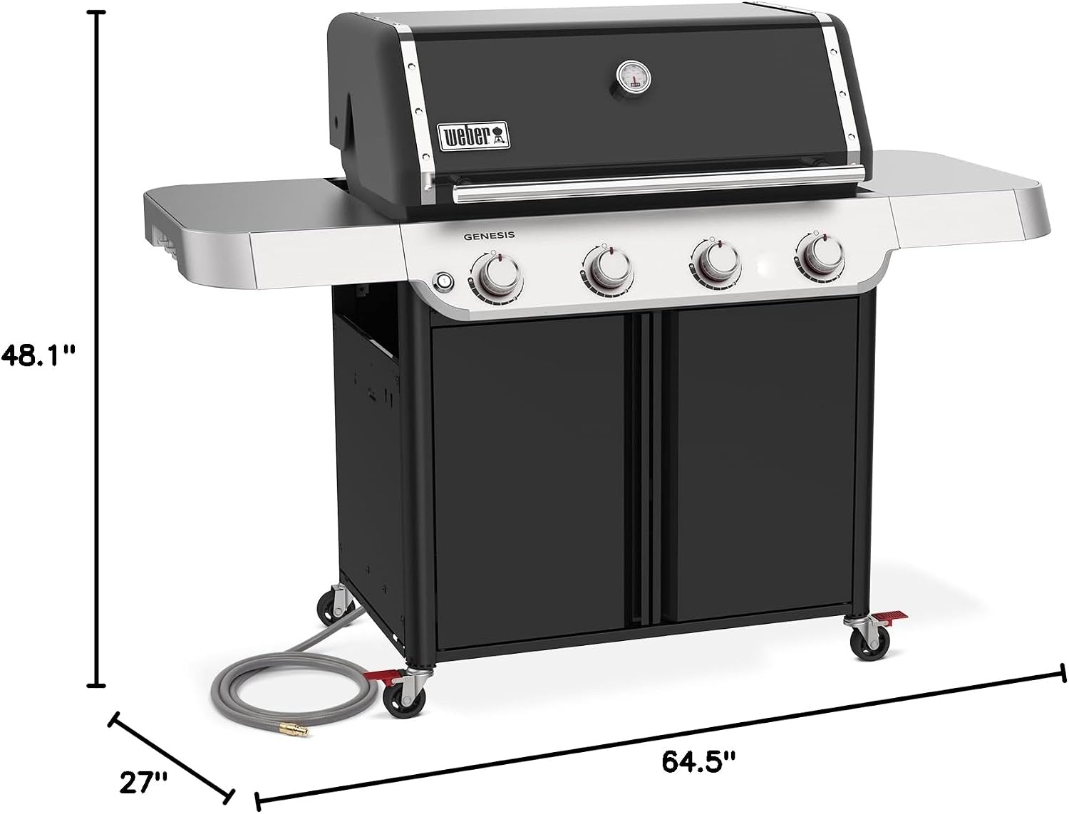 Weber Genesis E-415 Natural Gas Grill for Outdoor Cooking, 4 Burners, Black – Porcelain-Enameled Cast-Iron Grates & PureBlu Burners