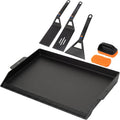 Utheer Griddle Kit, 25' x 16' Pre-Seasoned Cast Iron Flat Top Griddle with 5-Piece Scratch-Free Nonstick Safe Nylon Tools, Universal Grill Griddle for Gas Grill & Stove Top, BBQ, Camping and Cooking