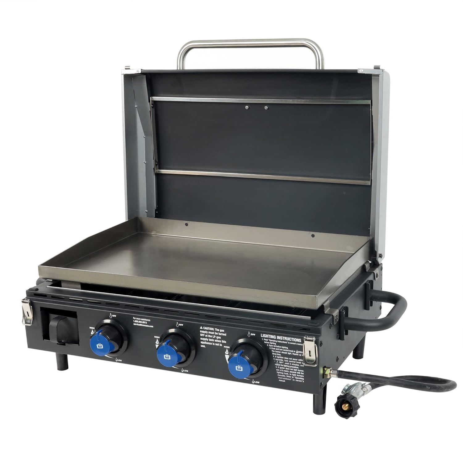 Razor 25 in. 3-Burner Portable Propane Gas Griddle with Lid in Black GGC2228MG