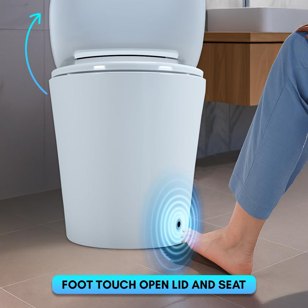 Blossom Smart Bidet Toilet – Modern One-Piece Tankless Toilet with Heated Elongated Seat, Nano Self-Cleaning Nozzle, Auto and Foot Flush, Remote and Knob Control, Multi-Level Wash, 6 Safety Layers