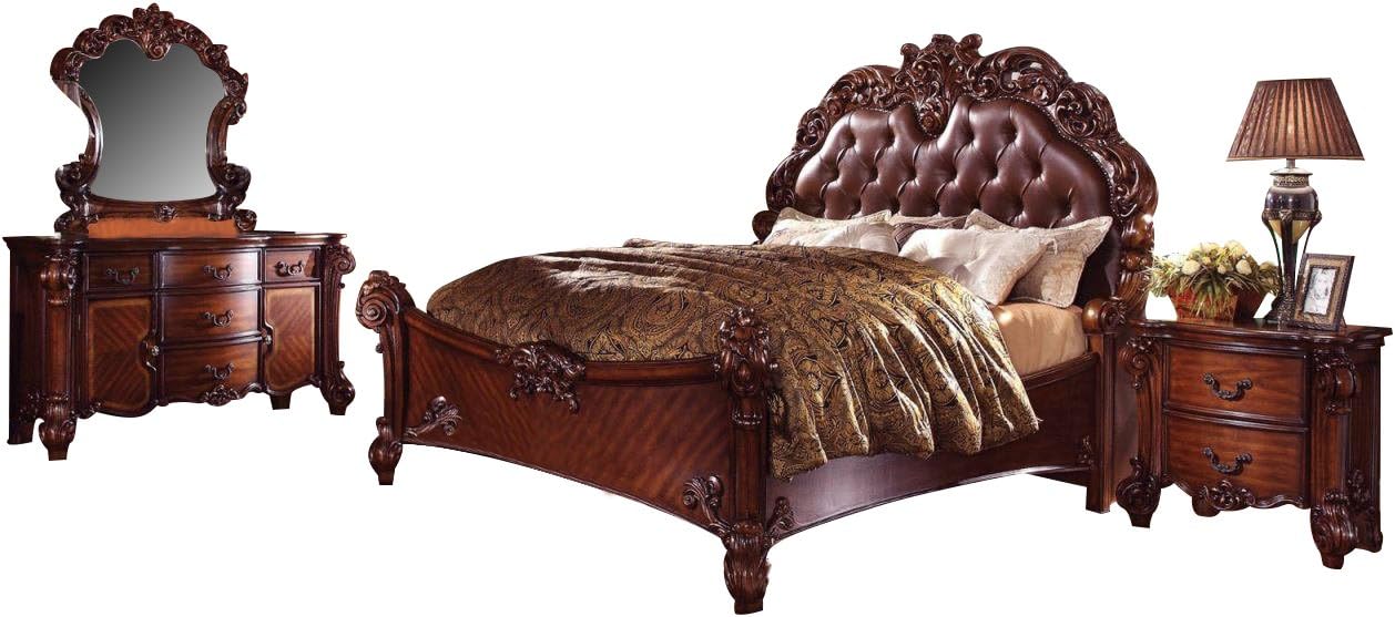 Acme Vendome Bedroom Set with King Bed, Nightstand, Dresser and Mirror