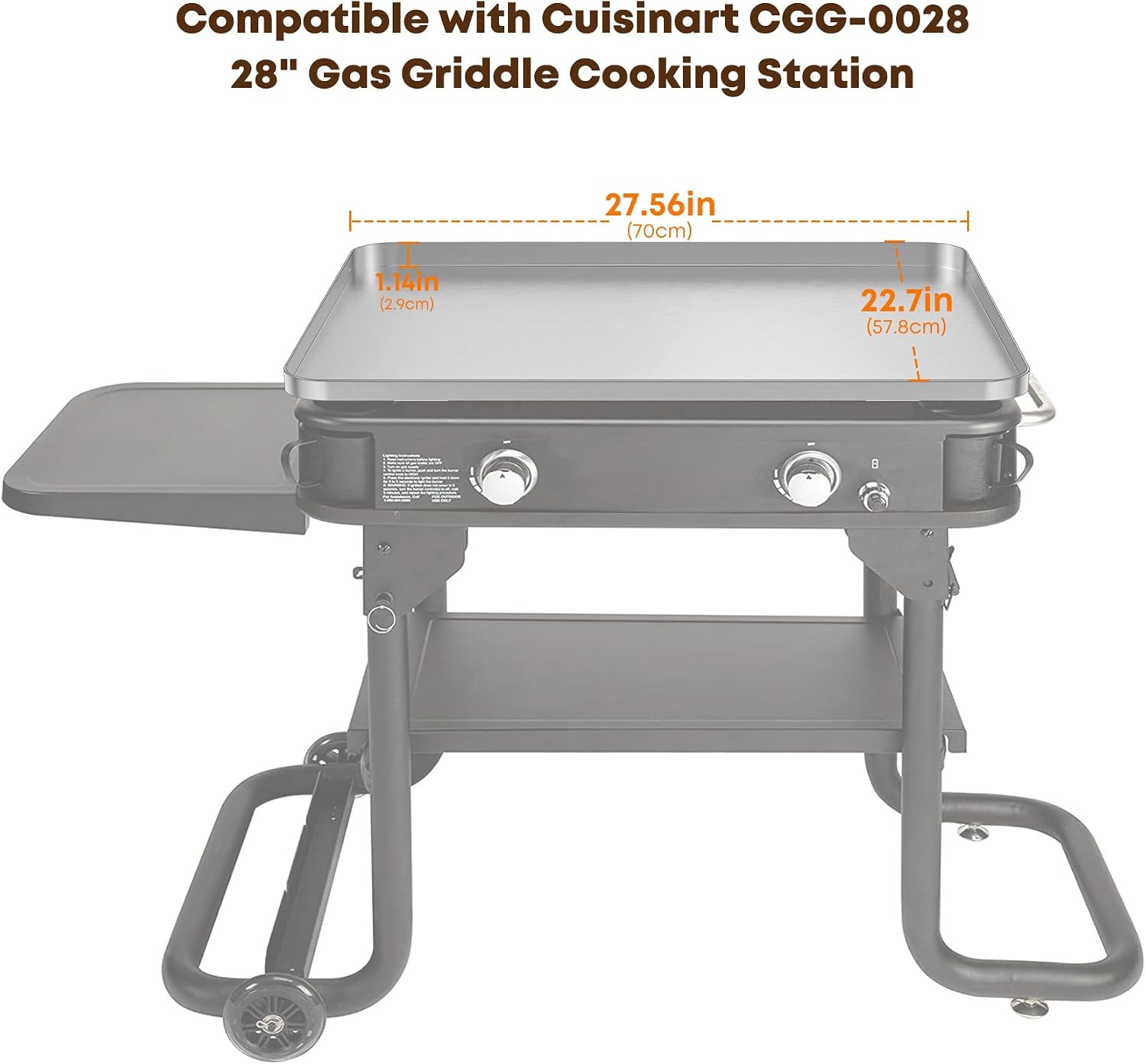 Stanbroil Stainless Steel Griddle Top for Cuisinart CGG-0028 28' 2-Burner Propane Gas Grill, 28 Inch Griddle Replacement Top with Dual Grease Management System
