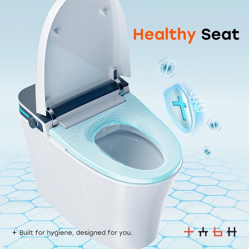 HOROW Bidet Toilet 10' Rough-in, Smart Toilet with Auto Open/Close Lid, Smart Toilet with Bidet Built-in, Instant Warm Water, Elongated Heated Seat, Dryer, Blackout Flushing and Deodorization
