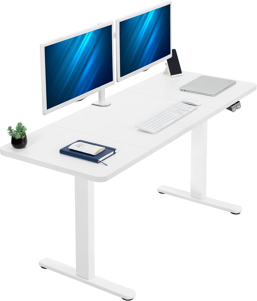 VIVO Electric 60 x 24 inch Stand Up Desk, Height Adjustable, White Top White Frame, Home and Office Furniture Sets, DESK-KIT-W06W