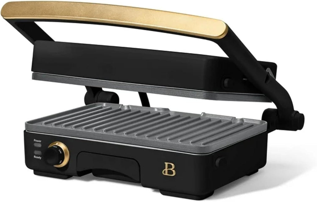 Panini Press Indoor Grill 2-in-1 Electric Contact Grill with Removable Nonstick Plates, 1200W Adjustable Temperature Sandwich Maker (Black Sesame)