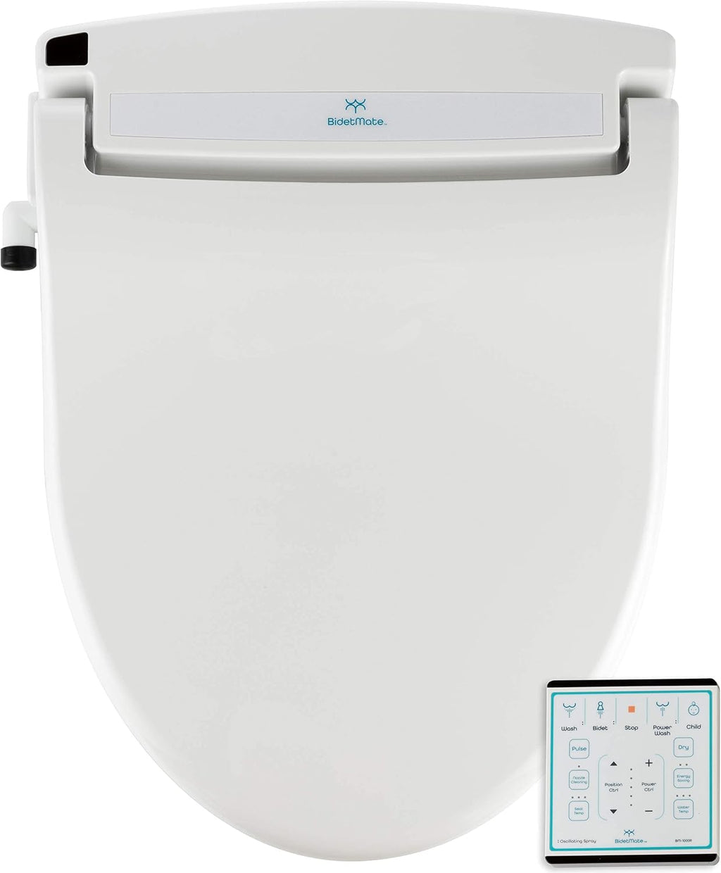 BidetMate 1000 Series Smart Toilet Seat with Heated Water, Wireless Remote, and Warm Air Dryer - Adjustable and Self-Cleaning electric bidet seat - Multiple Wash Settings - Elongated