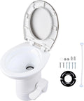 Yescom RV Camper Toilet Porcelain Ceramic Enamel & HDPE Gravity Flush 20' High Foot Pedal for Travel Trailer Motorhome Caravan