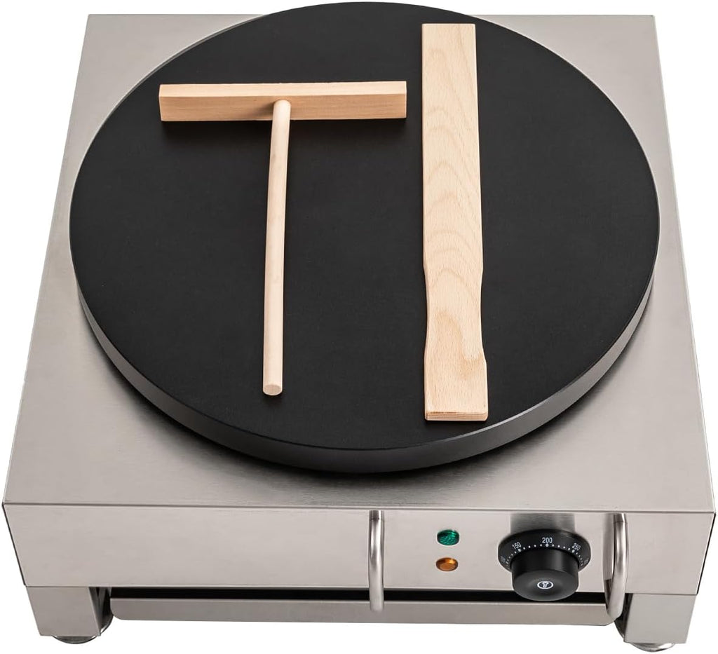 Electric Crepe Maker,16 Inch Large Pancake Machine Crepes Griddle With Wooden Spreader,2200W Stainless Steel Crepe Maker for Kitchens,Restaurants