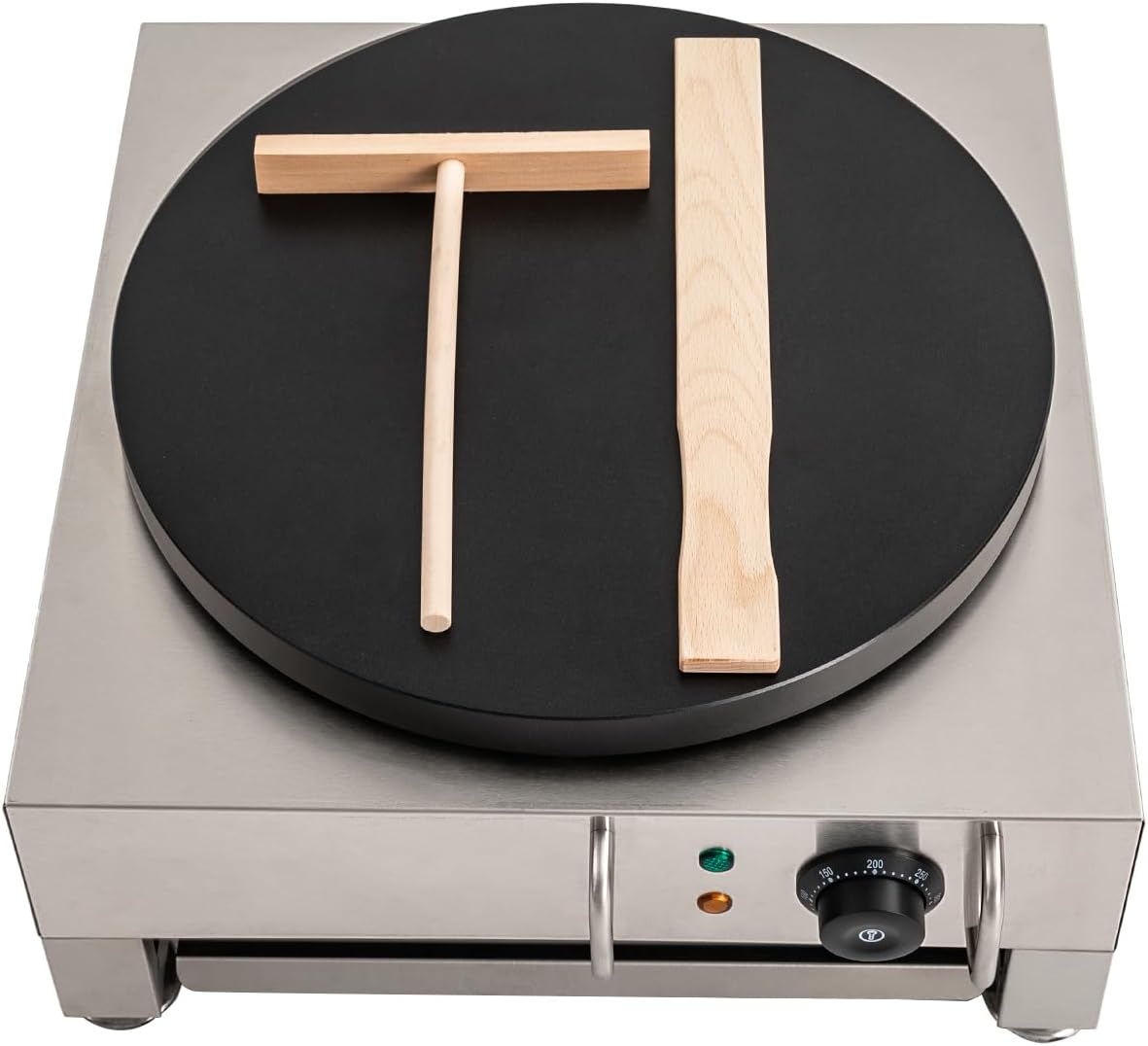 Electric Crepe Maker,16 Inch Large Pancake Machine Crepes Griddle With Wooden Spreader,2200W Stainless Steel Crepe Maker for Kitchens,Restaurants