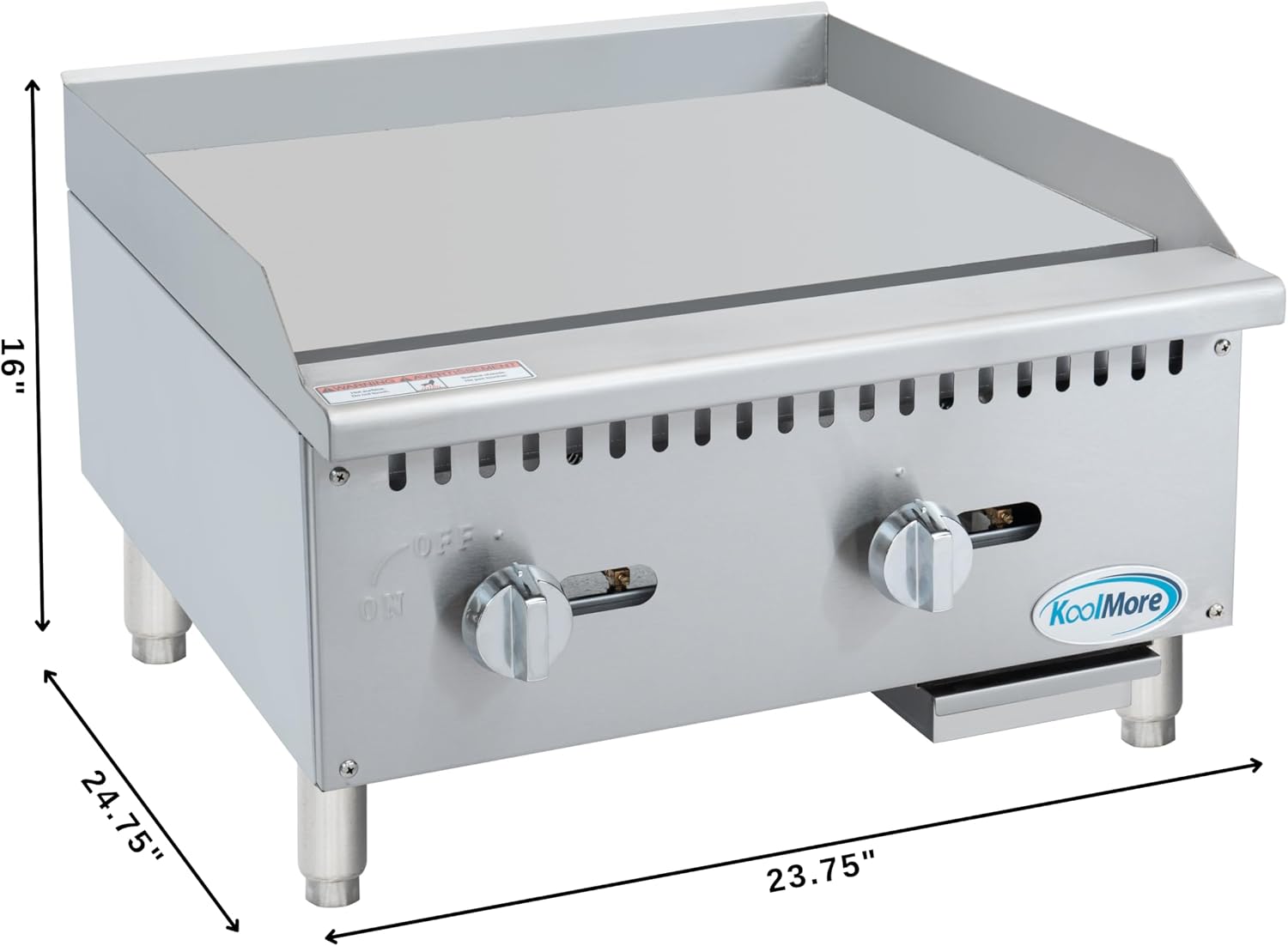 KoolMore 24 in. Natural Gas 2-Burner Griddle with 60,000 BTU in Stainless-Steel, ETL Listed (KM-GG2-24M)