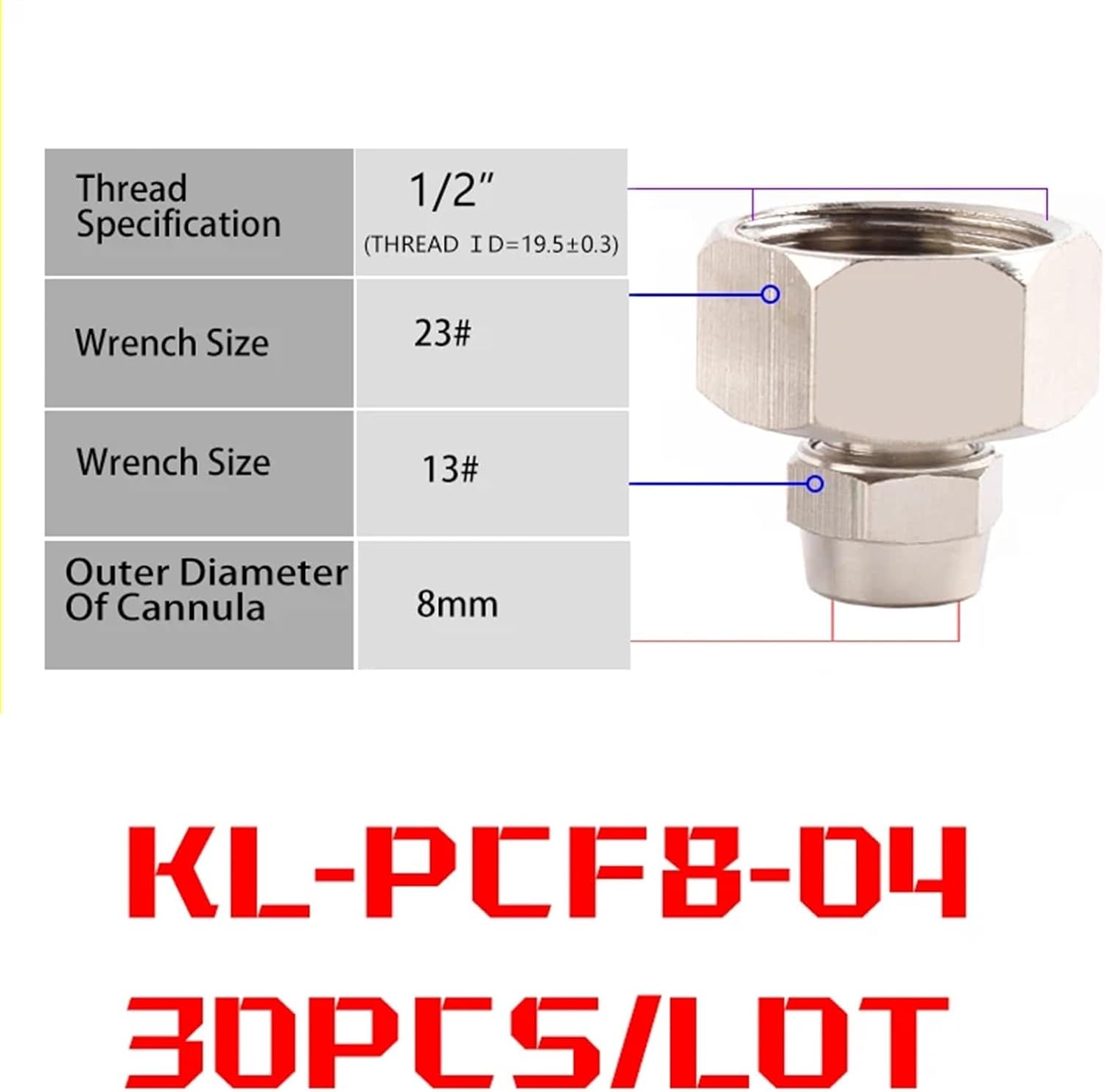 KL-PCF Pneumatic Fitting 1/8 1/4 3/8 1/2 Inch Coper Female Push In Quick Connector Release Air Fittings OD 6 8 10 12MM 30Pcs(30PCS KL-PCF8-04)