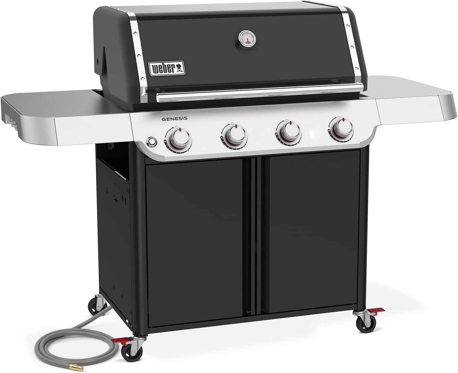 Weber Genesis E-415 Natural Gas Grill for Outdoor Cooking, 4 Burners, Black – Porcelain-Enameled Cast-Iron Grates & PureBlu Burners