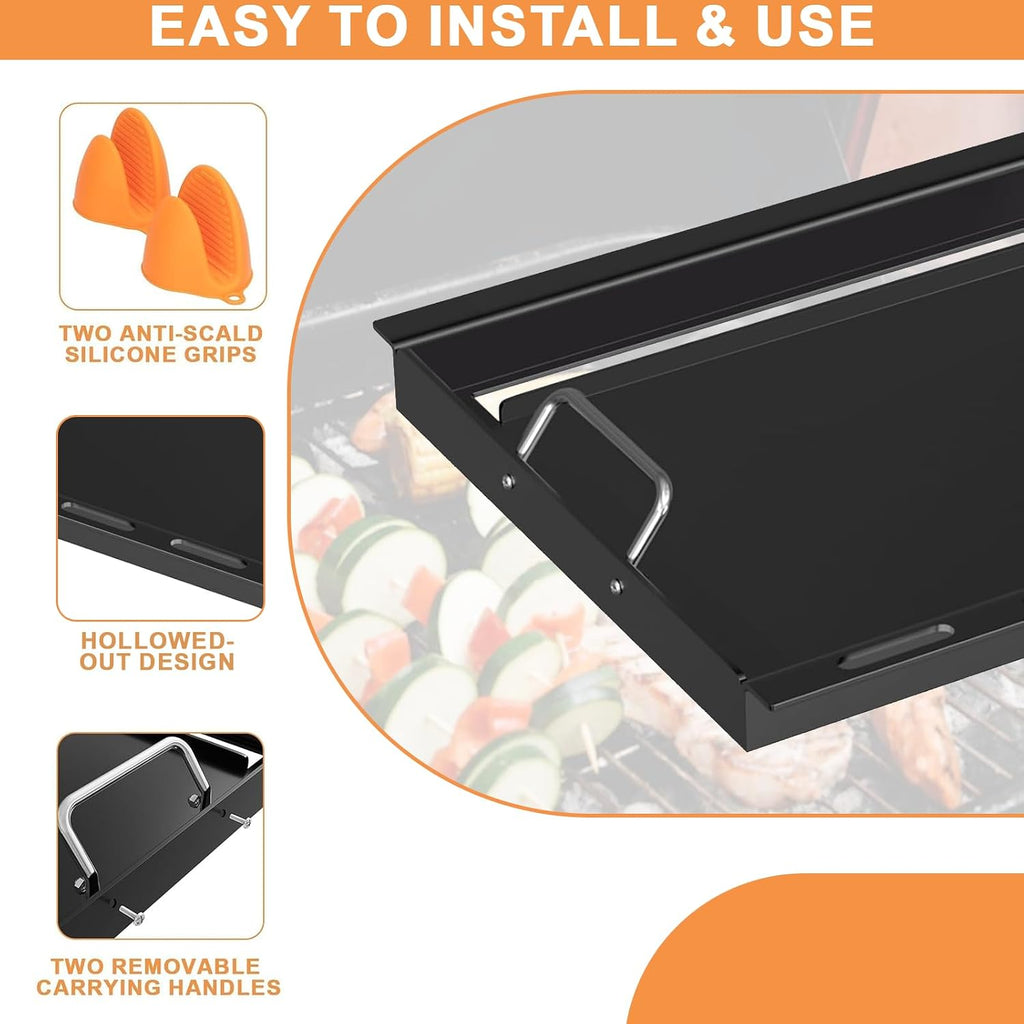 6789 Full Size Griddle for Weber GS4 Genesis II 400 & Genesis II LX 400 SER GBS Genesis II E-410 Grill Flat Top Insert, Kitchen-aid 720-0856V 740-0781, for Weber 66089 66097 Accessories, Carbon Steel