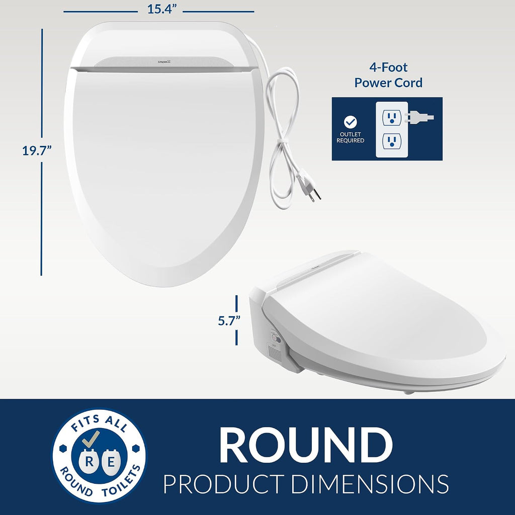 Bio Bidet USPA PRO Modern Bidet Seat, Warm Water, Heated Seat & Dryer, Remote Control, Round