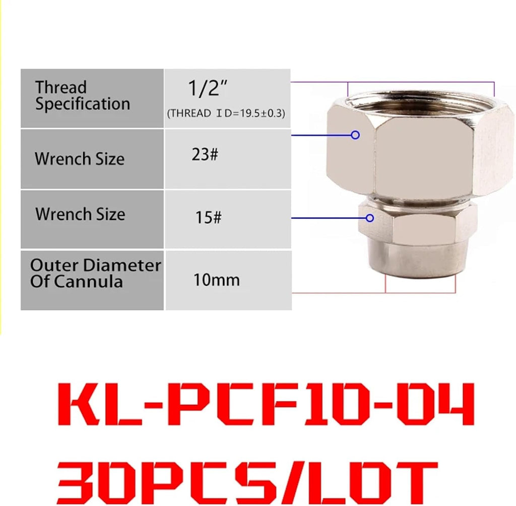 KL-PCF Pneumatic Fitting 1/8 1/4 3/8 1/2 Inch Coper Female Push in Quick Connector Release Air Fittings OD 6 8 10 12MM 30Pcs(30PCS KL-PCF10-04)